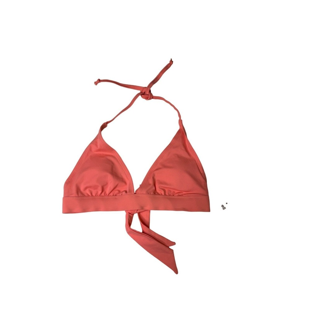 Peyton & Parker Womens Bikini Top XS Coral Adjustable Halter Solid Triangle Swim